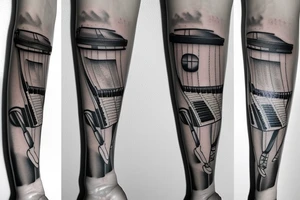 Grand piano arm sleeve tattoo idea