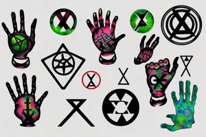 X-ray hands with radioactive symbol tattoo idea