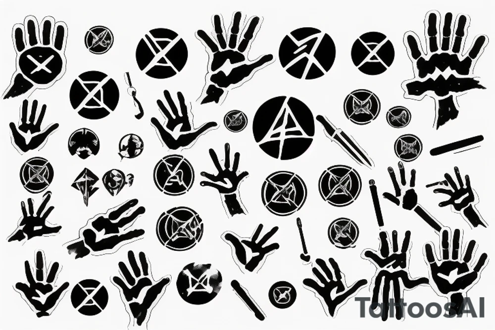 X-ray hands with radioactive symbol tattoo idea