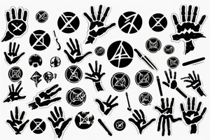 X-ray hands with radioactive symbol tattoo idea