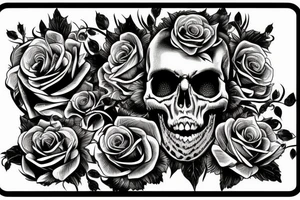 Skull and Roses intricate comprehensive fangs vivid detailed stoic tattoo idea