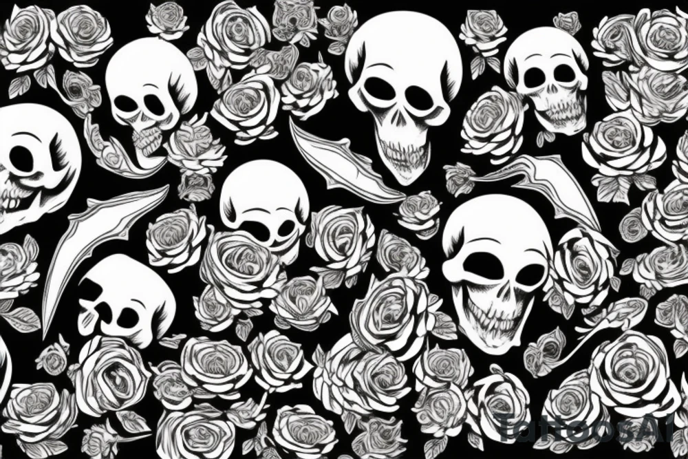 Skull and Roses intricate comprehensive fangs vivid detailed stoic tattoo idea
