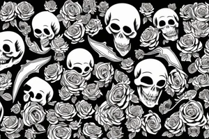 Skull and Roses intricate comprehensive fangs vivid detailed stoic tattoo idea