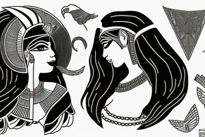 Egyptian goddess making out with a witch tattoo idea