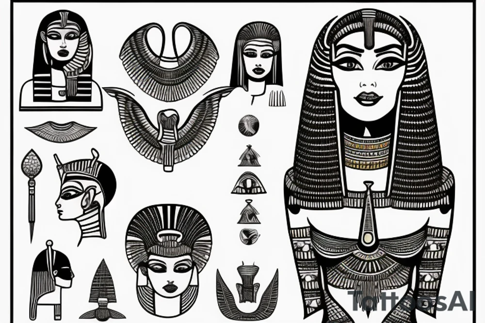 Egyptian goddess making out with a witch tattoo idea