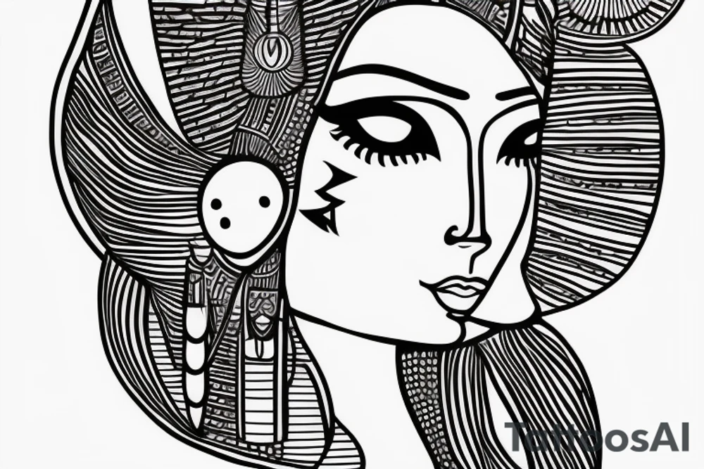 Egyptian goddess making out with a witch tattoo idea