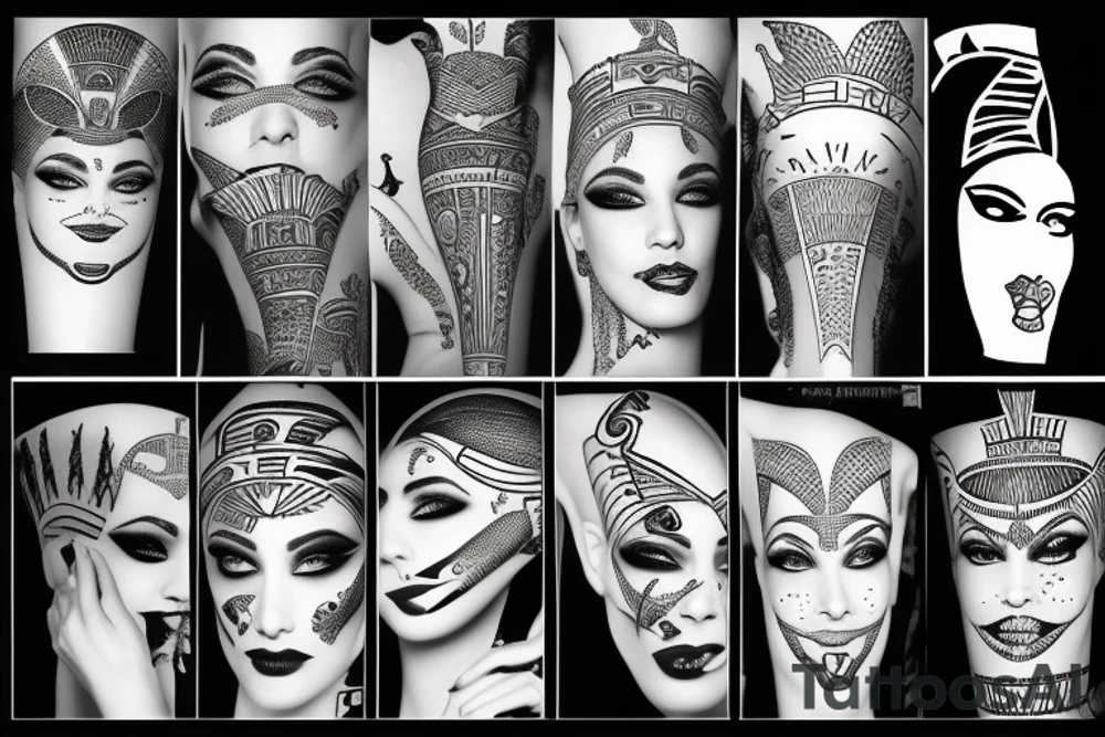 Egyptian goddess making out with a witch tattoo idea