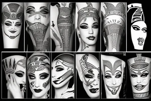 Egyptian goddess making out with a witch tattoo idea
