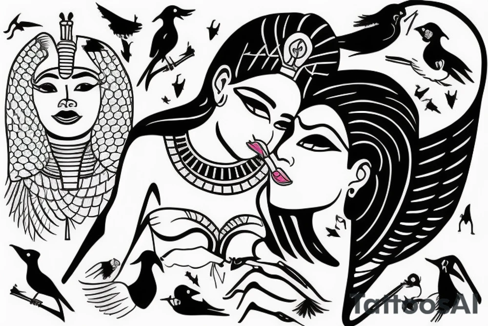 Egyptian goddess kissing with a witch tattoo idea Egyptian goddess kissing with a witch tattoo idea