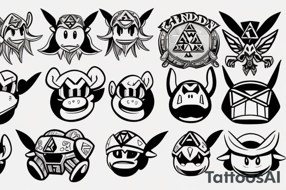 Legend of zelda donkey Kong and Kirby tattoo idea