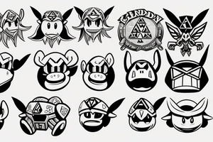 Legend of zelda donkey Kong and Kirby tattoo idea