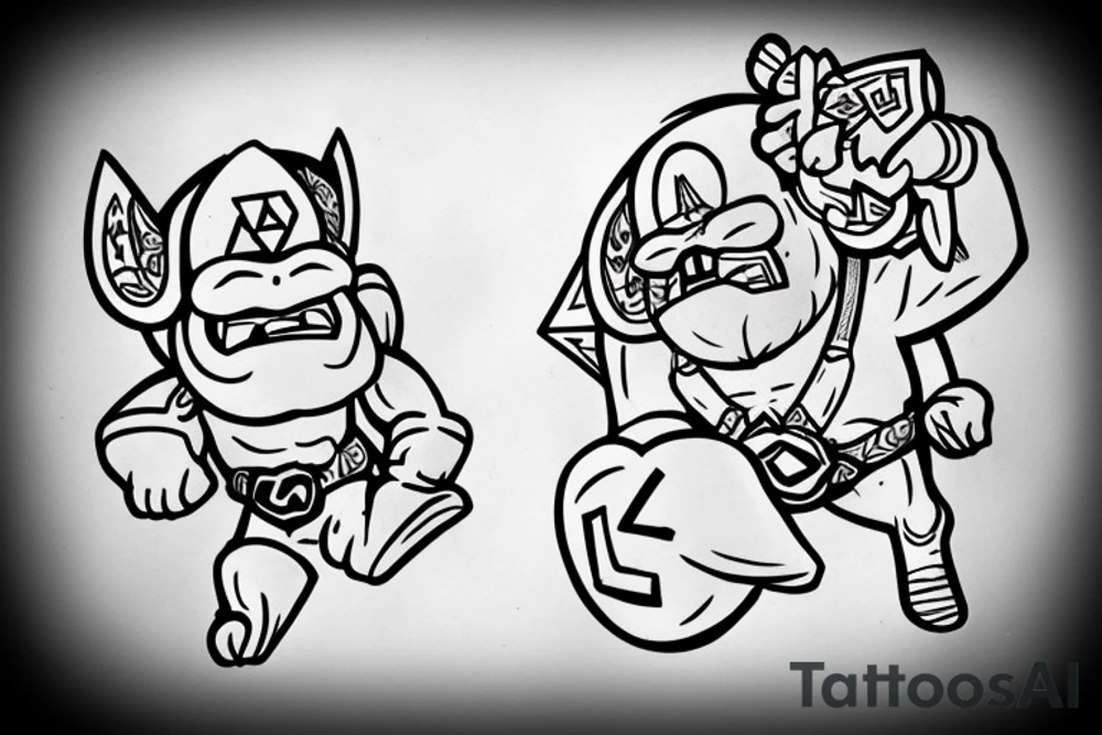 Legend of zelda donkey Kong and Kirby tattoo idea