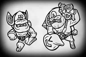 Legend of zelda donkey Kong and Kirby tattoo idea