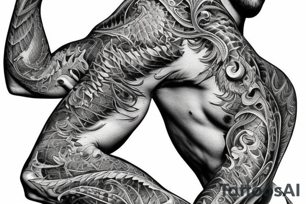 Dragons Intricate Vivid Elaborate Comprehensive Smokey Sleeve Detailed tattoo idea