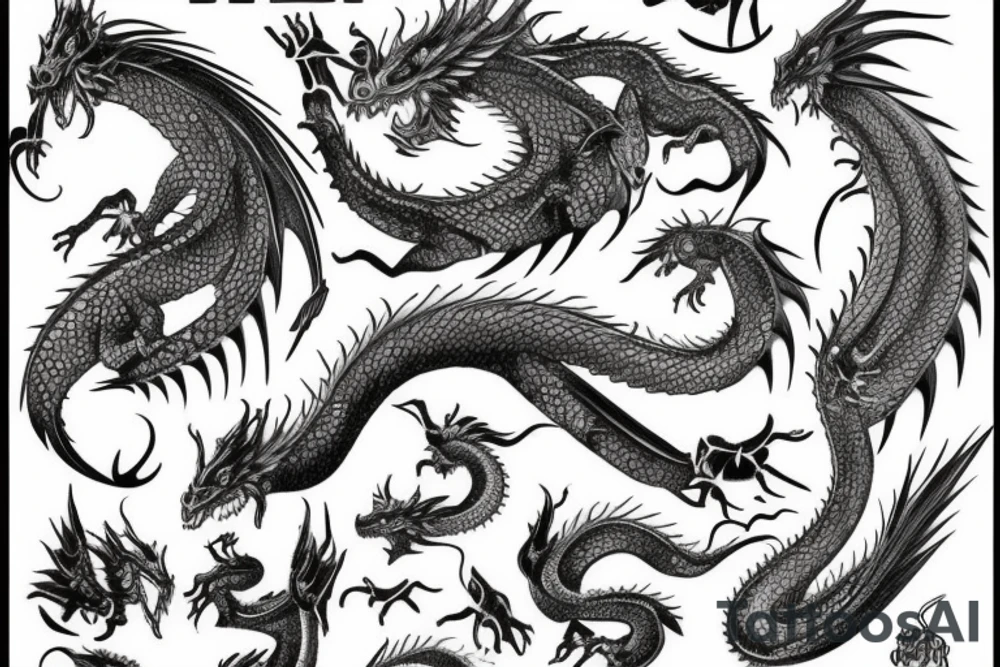 Dragons Intricate Vivid Elaborate Comprehensive Smokey Detailed tattoo idea
