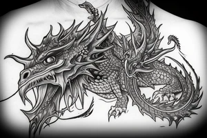 Dragons Intricate Vivid Elaborate Comprehensive Smokey Detailed tattoo idea