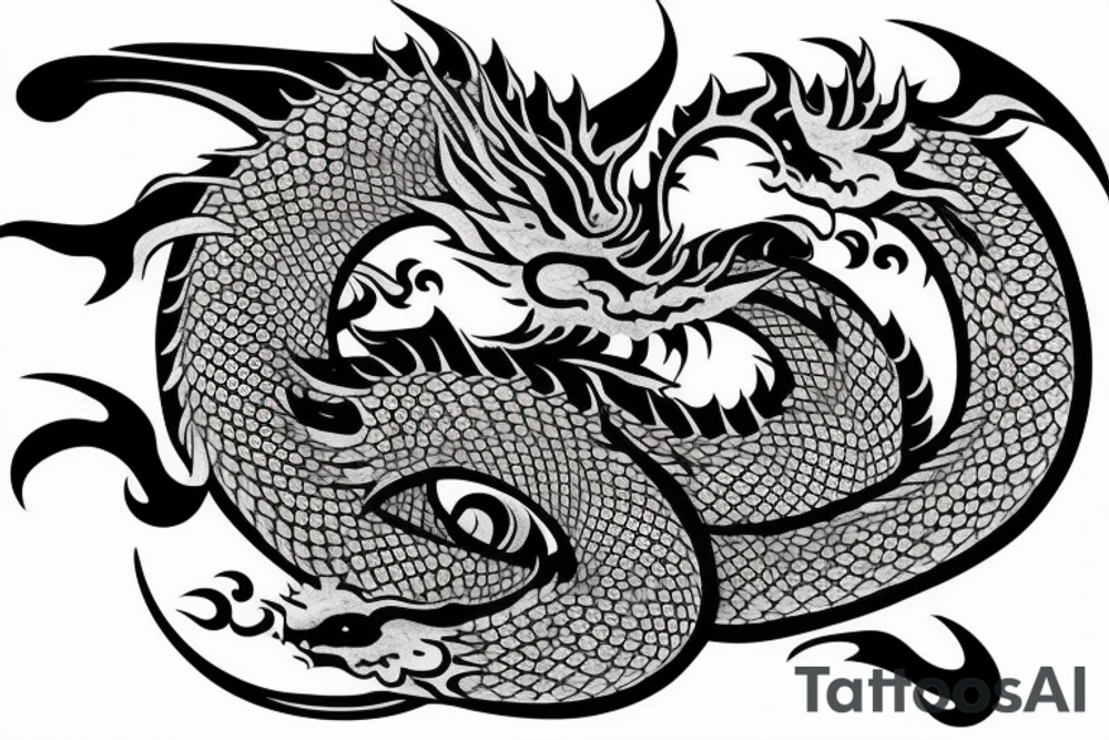 Dragons Intricate Vivid Elaborate Comprehensive Smokey Detailed Stencil Japanese tattoo idea