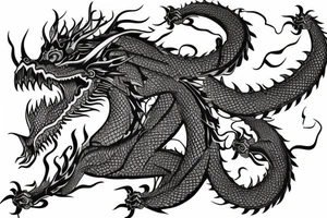 Dragons Intricate Vivid Elaborate Comprehensive Smokey Detailed Stencil Japanese tattoo idea