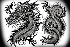 Dragons Intricate Vivid Elaborate Comprehensive Smokey Detailed Stencil Japanese Expansive tattoo idea
