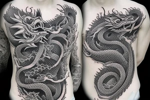 Dragons Intricate Vivid Elaborate Comprehensive Smokey Detailed Stencil Japanese Expansive tattoo idea