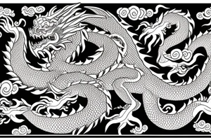 Vivid Oriental Dragons Clouds Collage Intricate Detailed tattoo idea