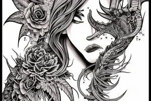 Demon Girl Elaborate Detailed Vivid tattoo idea