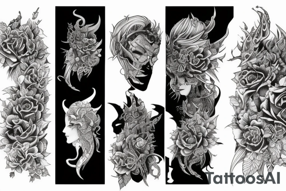 Demon Girl Elaborate Detailed Vivid tattoo idea
