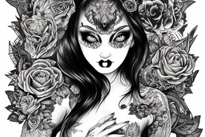 Demon Girl Elaborate Detailed Vivid tattoo idea