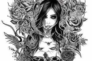 Demon Girl Elaborate Detailed Vivid tattoo idea