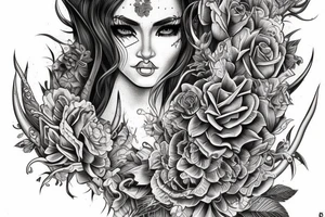 Demon Girl Elaborate Detailed Vivid tattoo idea
