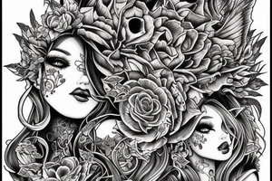 Demon Girl Elaborate Detailed Vivid tattoo idea