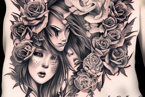 Demon Girl Elaborate Detailed Vivid tattoo idea