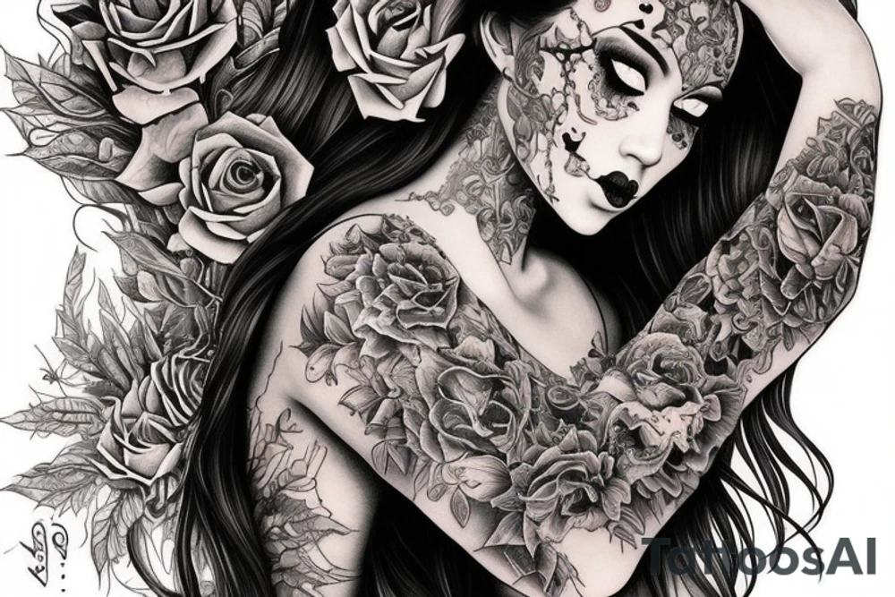 Demon Girl Elaborate Detailed Vivid tattoo idea