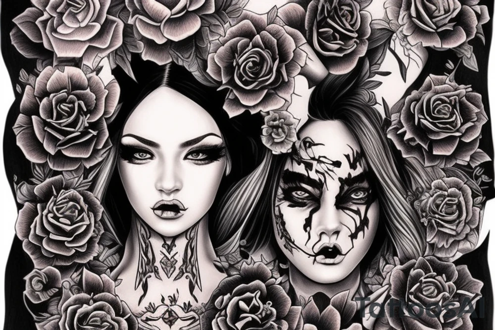 Demon Girl Elaborate Detailed Vivid tattoo idea