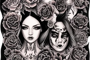 Demon Girl Elaborate Detailed Vivid tattoo idea
