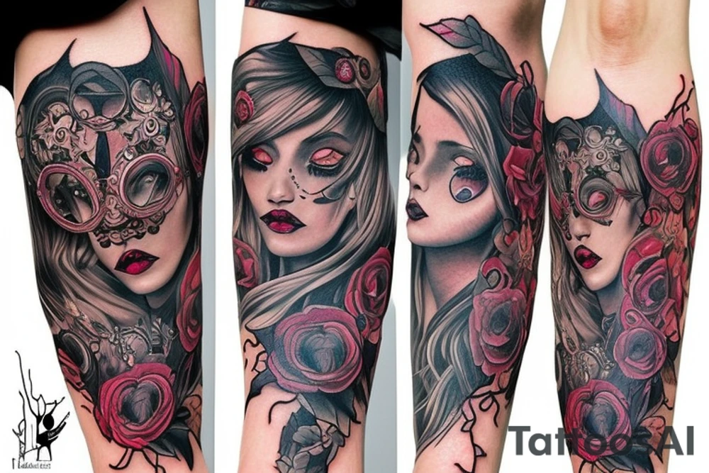 Demon Girl Elaborate Detailed Vivid tattoo idea