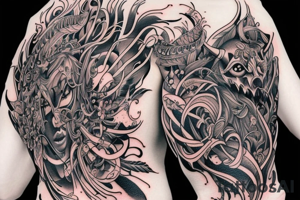 Demon Girl Elaborate Detailed Vivid tattoo idea