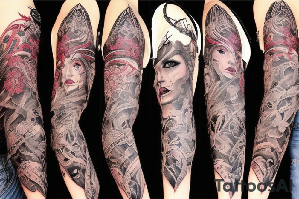 Demon Girl Elaborate Detailed Vivid tattoo idea