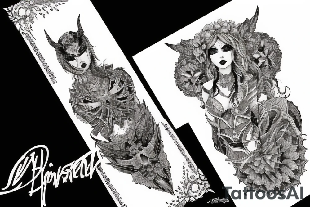 Demon Girl Elaborate Detailed Vivid tattoo idea