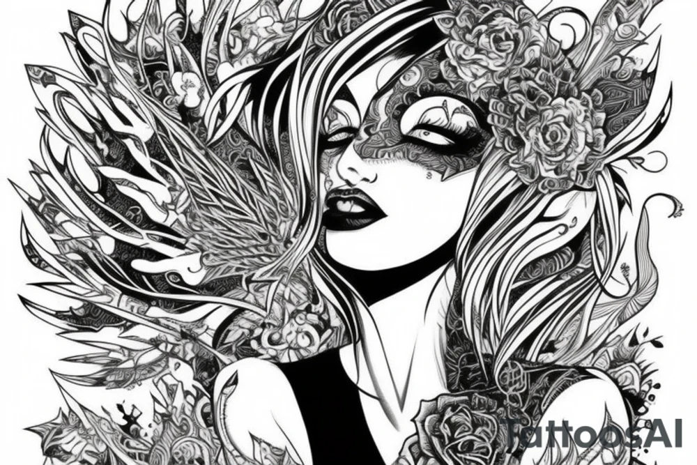 Demon Girl Elaborate Detailed Vivid tattoo idea