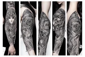 Demon Girl Elaborate Detailed Vivid Smokey tattoo idea