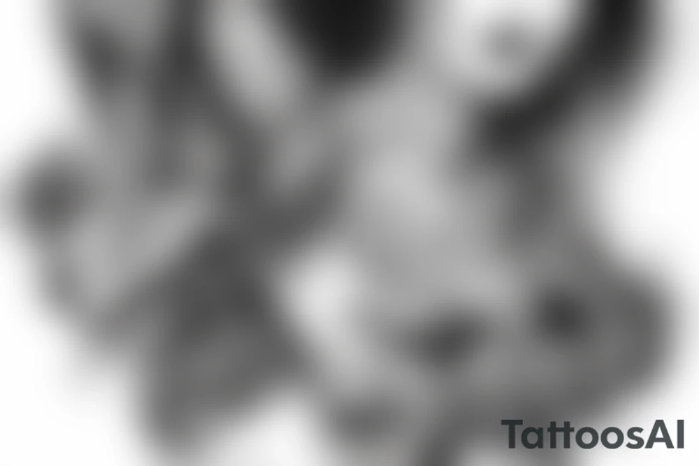 Demon Girl Elaborate Detailed Vivid Smokey tattoo idea