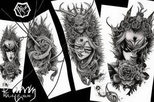 Demon Girl Elaborate Detailed Vivid Smokey Grim Wicked tattoo idea