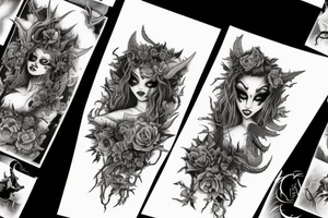 Demon Girl Elaborate Detailed Vivid Smokey Grim Wicked tattoo idea