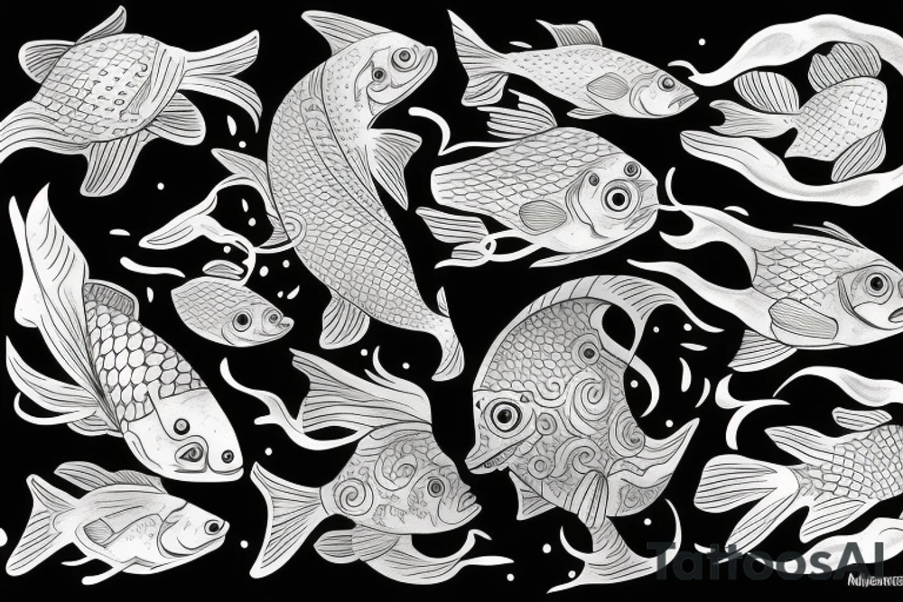 Surreal man sitting with fish floating by him tattoo idea Surreal man sitting with fish floating by him tattoo idea