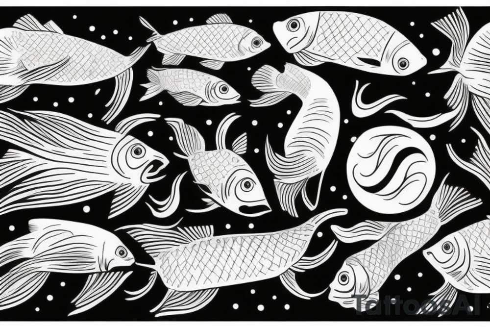 Surreal man sitting with fish floating by him tattoo idea Surreal man sitting with fish floating by him tattoo idea