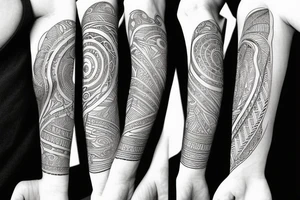 Filipino earth water sun ancient patterns wrapped around forearm tattoo idea