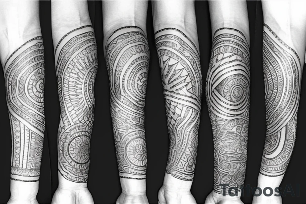 Filipino earth water sun ancient patterns wrapped around forearm tattoo idea Filipino earth water sun ancient patterns wrapped around forearm tattoo idea
