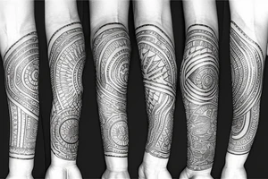 Filipino earth water sun ancient patterns wrapped around forearm tattoo idea