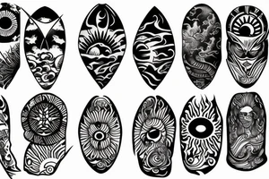 Filipino island earth water sun patterns wrapped around forearm tattoo idea